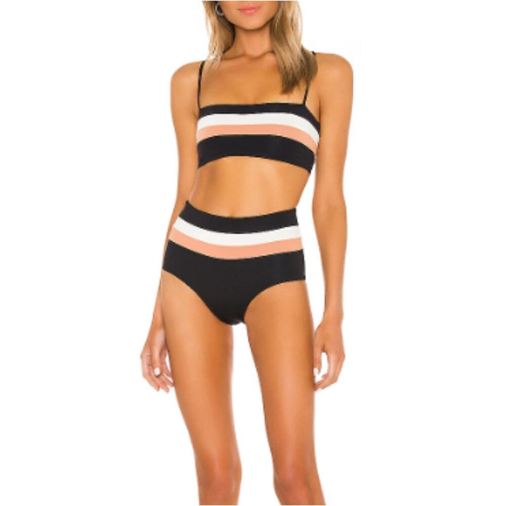 L*Space Black, White, and Pink Bikini top